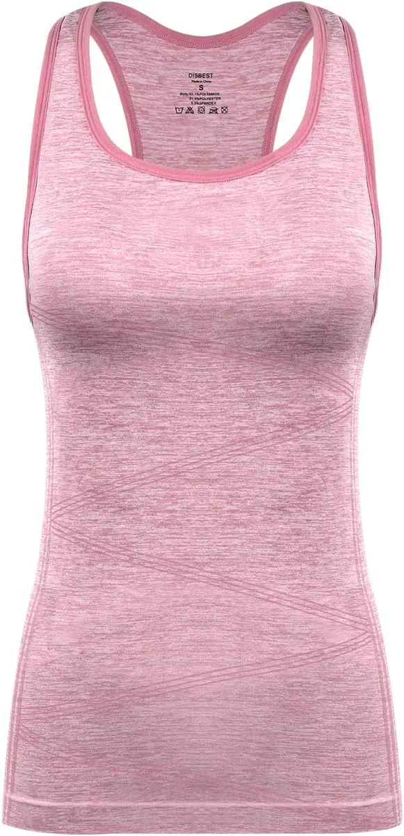 Disbest Yoga Tank Top, Women's Performance Stretchy Quick Dry Sports Workout Running Top Vest with Removable Pads