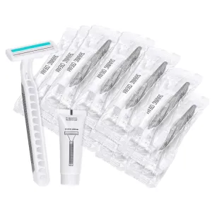 Disposable Razors in Bulk Pack of 120,Gray Bulk Razors Disposable Individually Wrapped Twin Blade Disposable Shaving Razors with Shaving Cream and Clear Cap Set for Homeless,Hotel,Charity,Travel