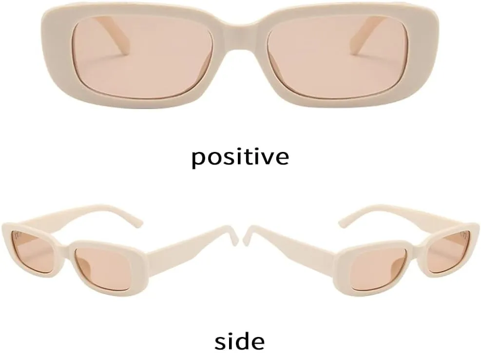 Dollger Rectangle Sunglasses for Women Men Trendy Retro Fashion Sunglasses UV 400 Protection Square Fram
