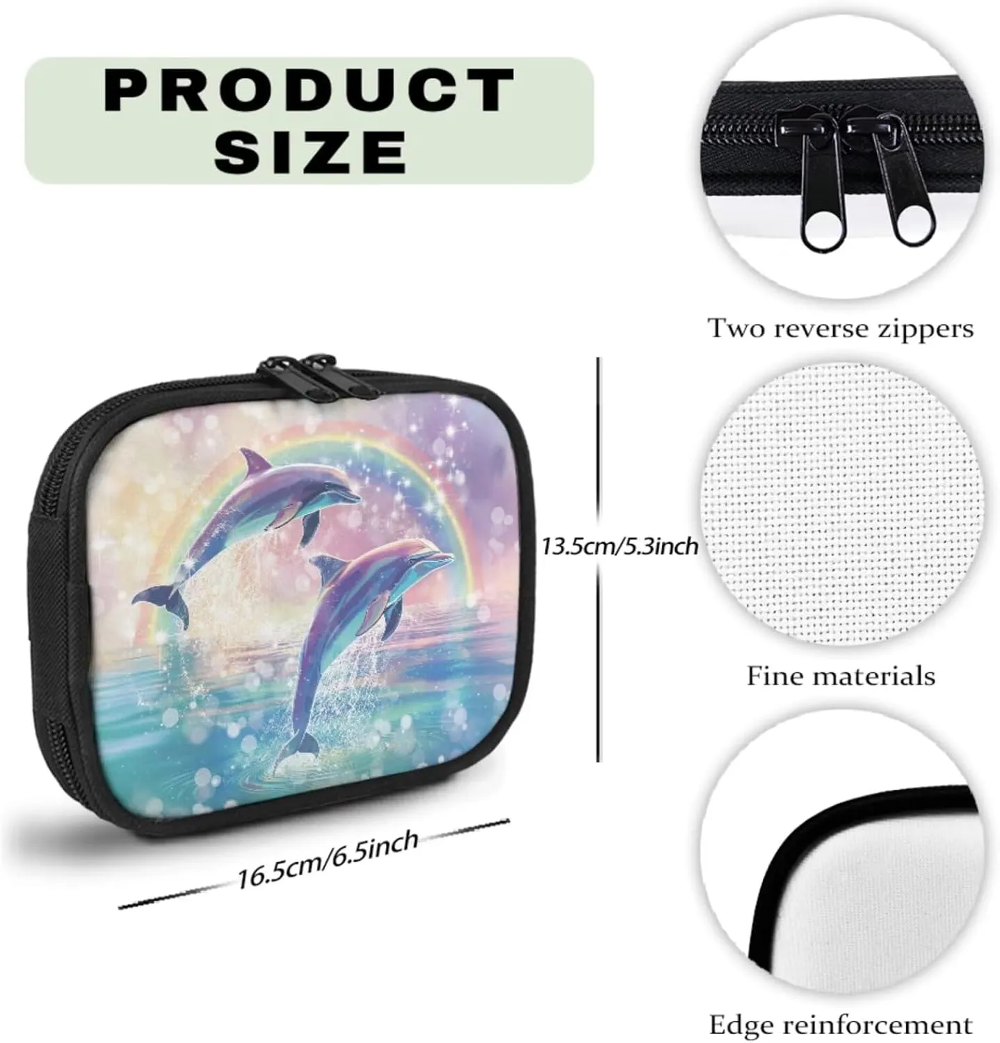 Dolphin Mini First Aid Kit Bag for Women Cute Empty Travel Medicine Bag Zippers Handy Pills Organizer Pouch for Travel Home,Small Size