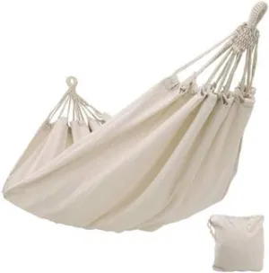 Double Hammock Outdoor Rollover Prevention Camping Canvas Hanging Swing Bed for Patio Travel Hiking Hanging Hammocks for Bedrooms