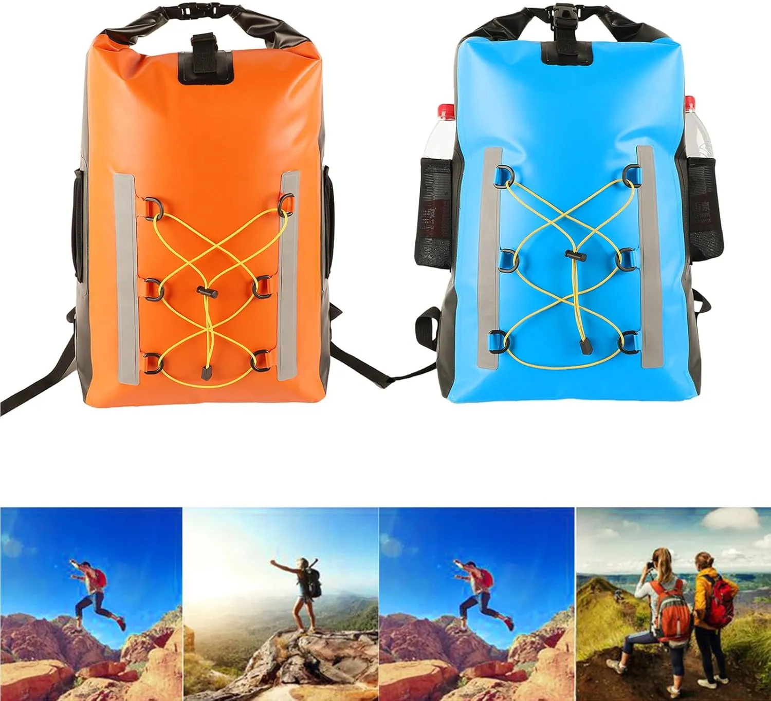 Dry Backpack Water Proof Dry Bag Backpack 30L With Meshes Pocket Adjustable Strap Roll Top Dry Bag For Kayaking Rafting