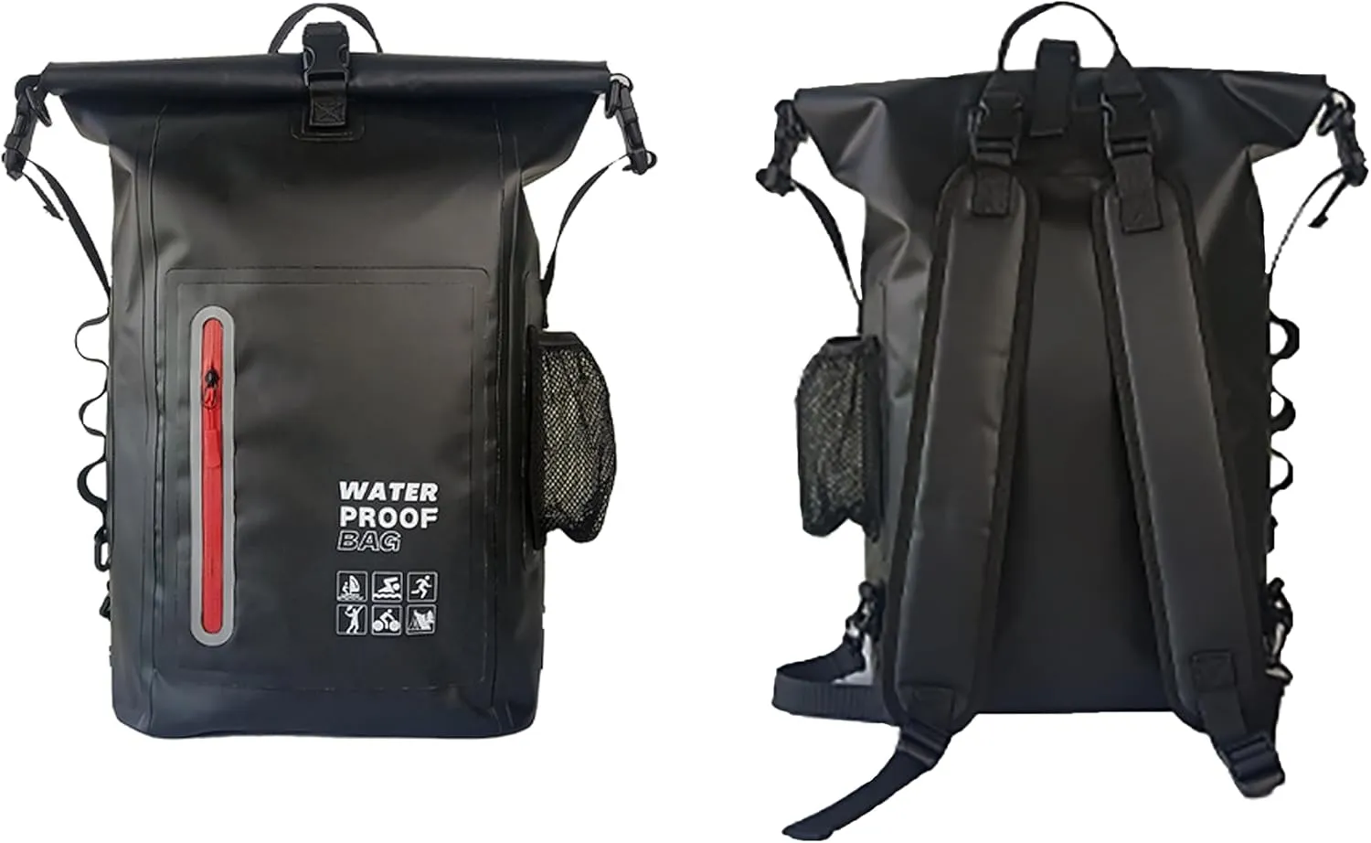 Dry Bag Waterproof 25L-Floating&Lightweight Dry Sack for Women Waterproof Backpack for Kayaking, Boating, Fishing, Swimming, Camping, Hiking-Roll-Top Seal&Adjustable Shoulder Straps (Black)