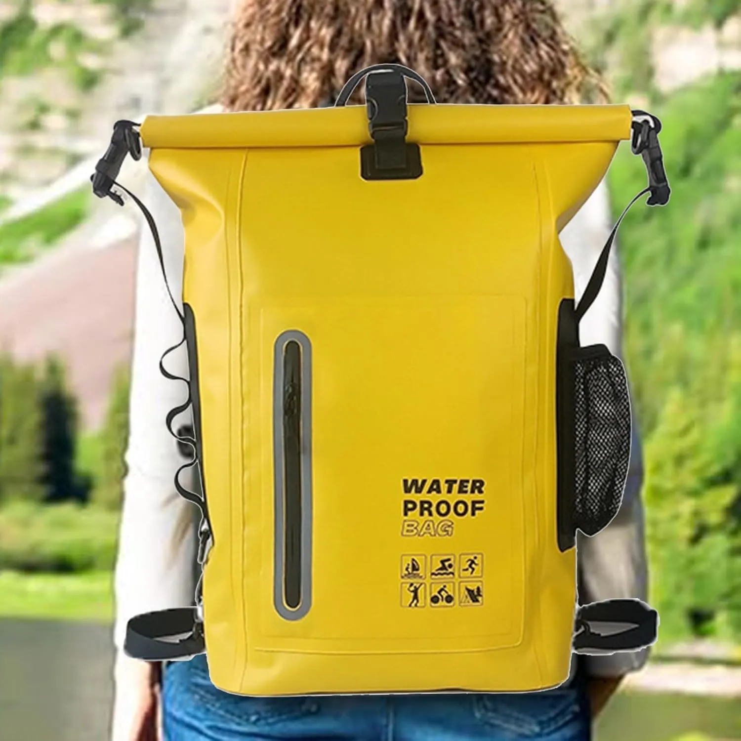 Dry Bags, Comfortable Versatile for Outdoor, Waterproof Dry Bag - Roll Top Waterproof Backpack Sack, Dry Bag for Kayaking, Beach, Rafting (Yellow)