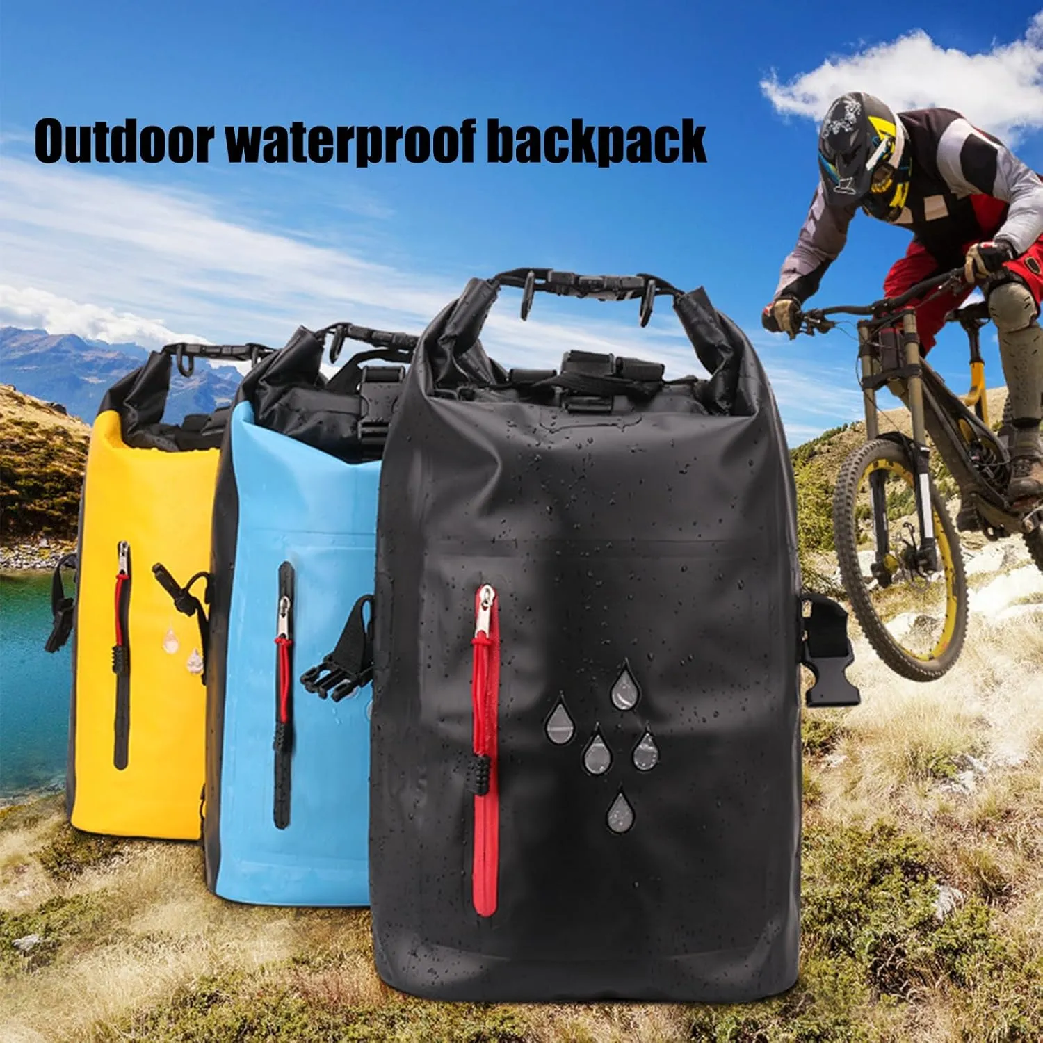 Dry Bags Waterproof Backpack for Women Men, 25L Roll Top Floating Bag for Kayaking, Hiking, Fishing, Camping, Beach (Black)