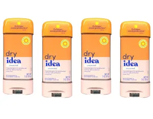 Dry Idea Clear Gel Anti-Perspirant & Deodorant, Advanced Dry, Unscented Hypo-Allergenic, 3.0 Ounce Tubes Packaging May Vary (Pack of 4)