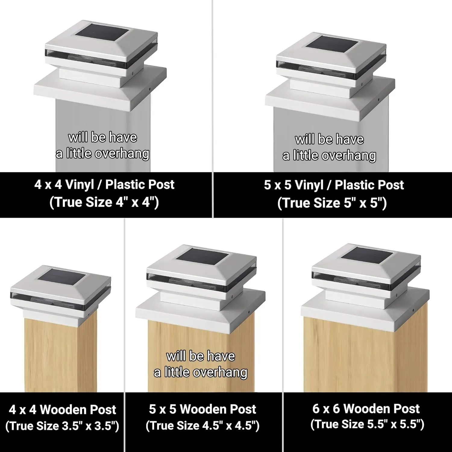 Dynaming 8 Pack Solar Post Lights, Outdoor Decorative Posts Cap Light, Solar Powered White Shell Caps, High Brightness Warm White SMD LED Lighting for Fence Deck Patio, Fit 4x4, 5x5 or 6x6 Wooden Post