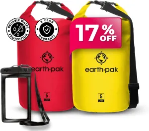 Earth Pak Waterproof Dry Bag - Roll Top Waterproof Backpack Red 5L & Yellow 5L