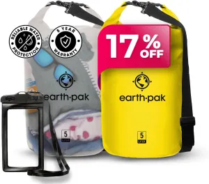 Earth Pak Waterproof Dry Bag - Roll Top Waterproof Clear 5L & Yellow 5L Dry Bag
