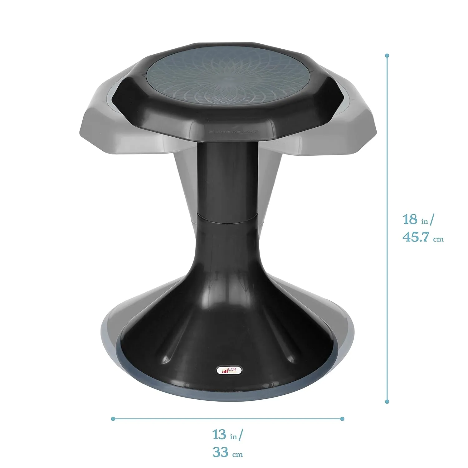 ECR4Kids ACE Active Core Engagement Wobble Stool, 18-Inch Seat Height, Flexible Seating, Black
