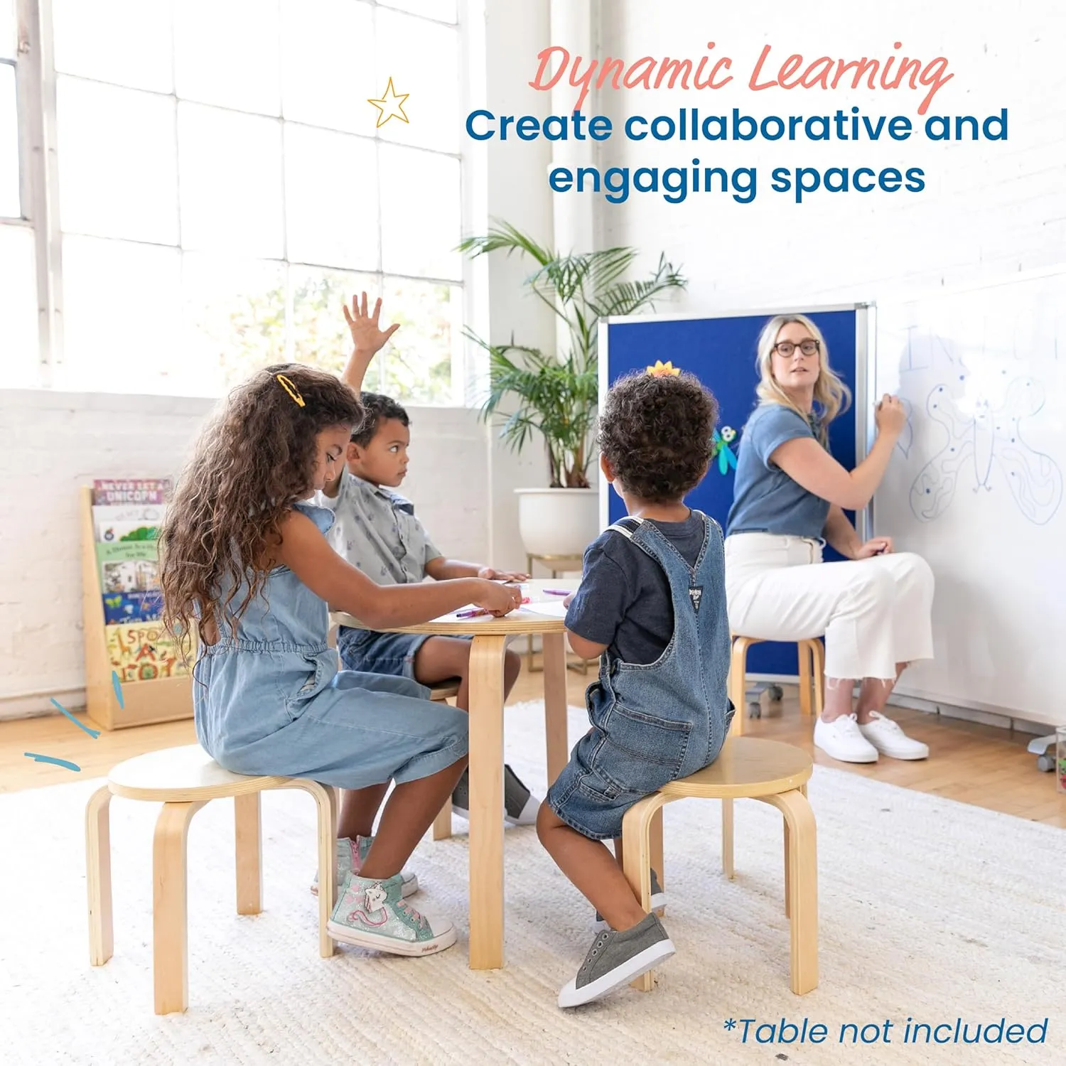 ECR4Kids Bentwood Stackable Stools, Classroom Furniture, Natural, 6-Piece