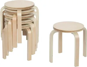 ECR4Kids Bentwood Stackable Stools, Classroom Furniture, Natural, 6-Piece