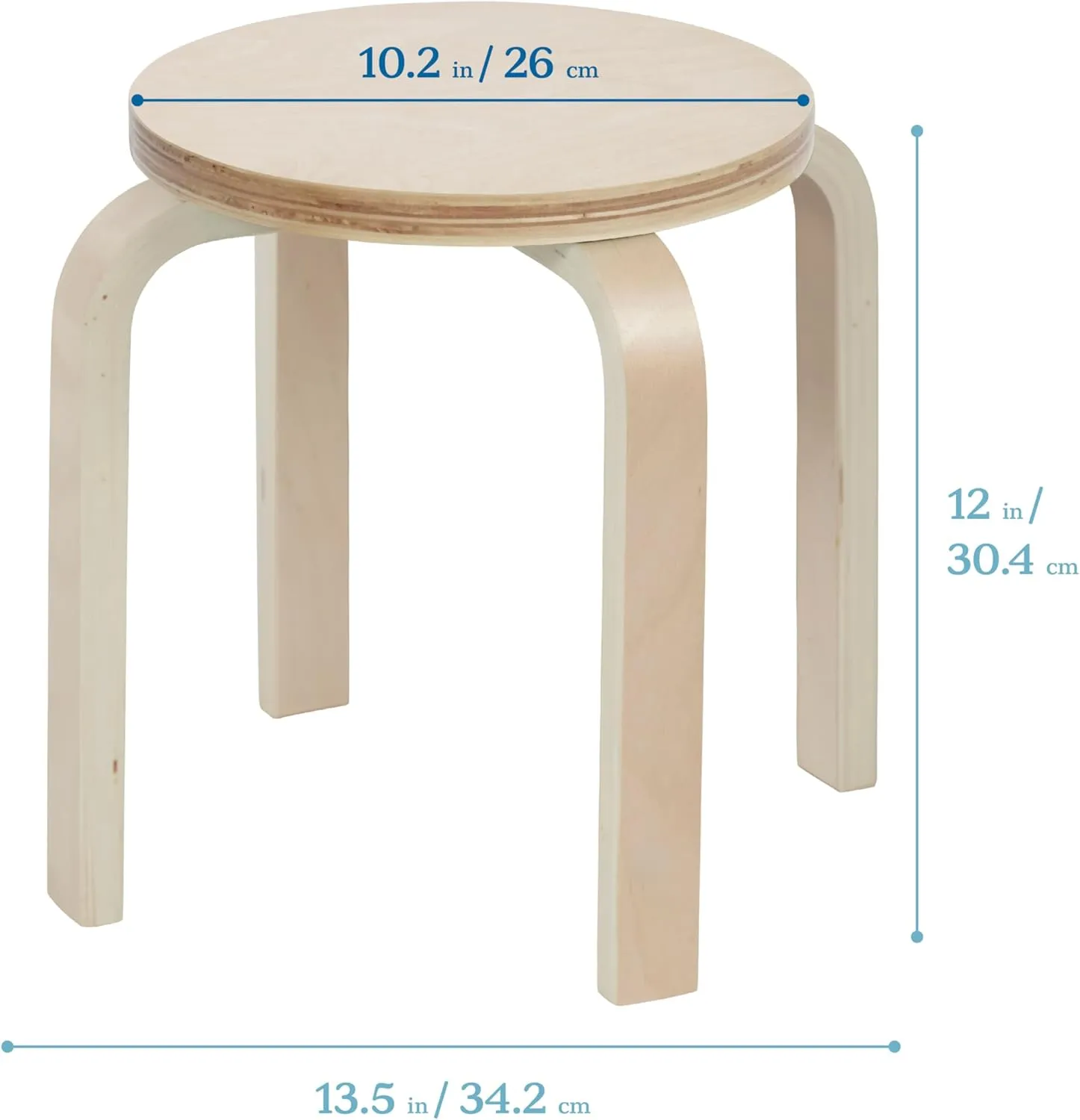ECR4Kids Bentwood Stackable Stools, Classroom Furniture, Natural, 6-Piece