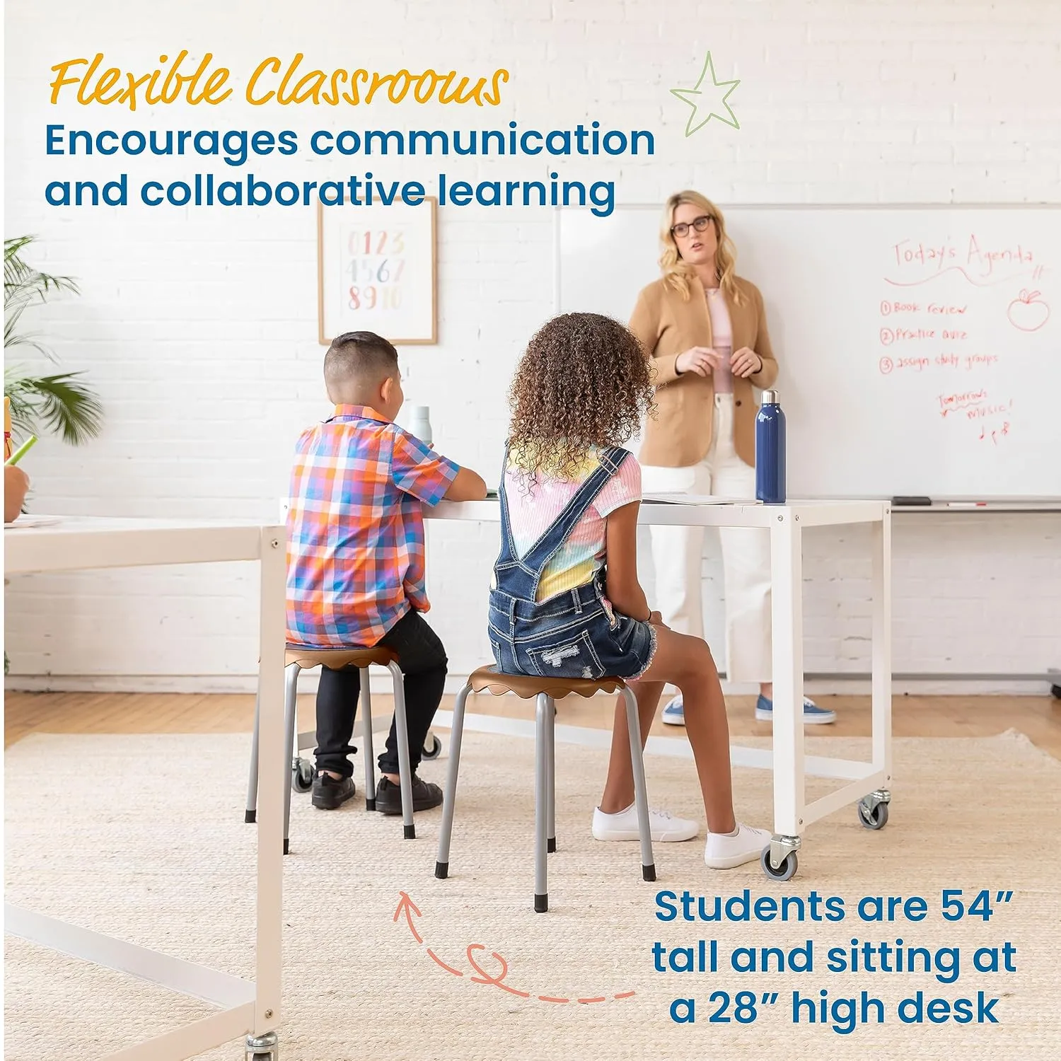 ECR4Kids Daisy Stackable Stool Set, Flexible Seating, Chocolate, 8-Piece