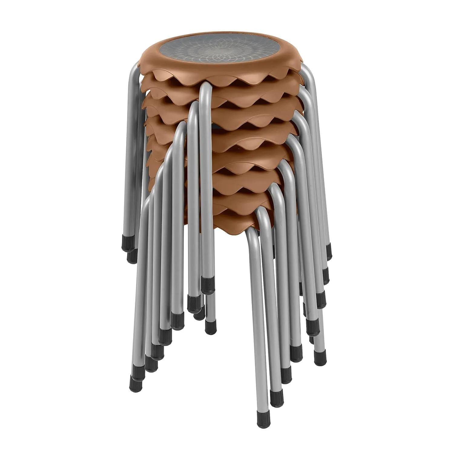 ECR4Kids Daisy Stackable Stool Set, Flexible Seating, Chocolate, 8-Piece