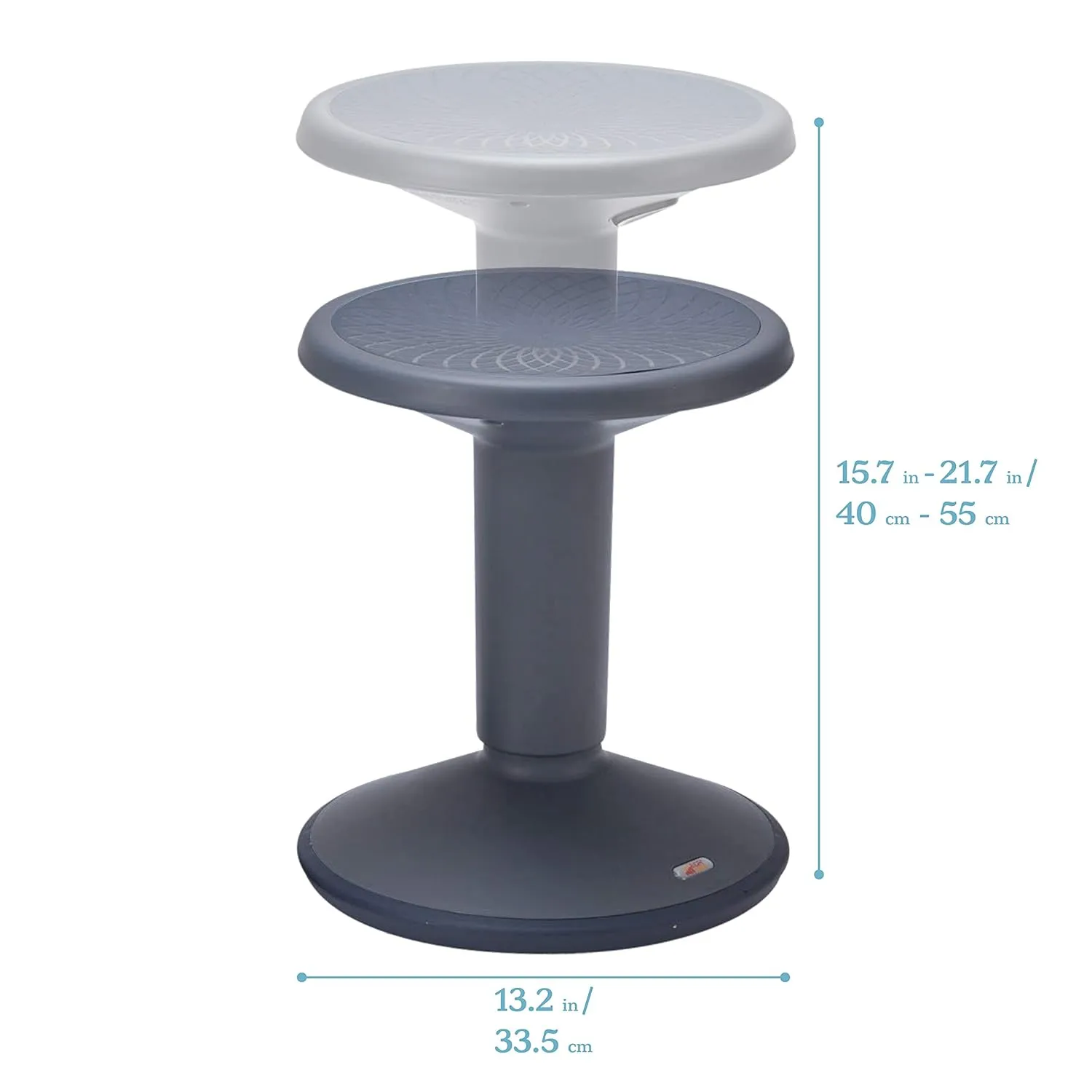 ECR4Kids SitWell Wobble Stool, Adjustable Height, Active Seating, Grey