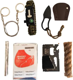 EGREEN Emergency Fire Starter 6 Bag Magneisums Weatherproof Matches Multi Purpose Tool Saw Wire Knife Blanket Wax Rope for Camping Hiking   Free Tin Can (Mg   Matches   Saw   Tool   Knife   Blanket)