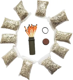 egreen Emergency Fire Starter Magnesium 10 Bags Ferro Rod Striker Weatherproof Matches Jute Rope for Camping Hiking Bushcrat Ourdoor Survival (20 Bags Magnesium   Matches)