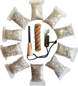 eGreen Fire Starter Complete Kit, 10/15/20 Magnesium Bags, 5/16" Ferro Rod, Multi-Tool Striker, Wax Jute Rope, Outdoor Survival Camping Bushcraft Bug Out Bag Set