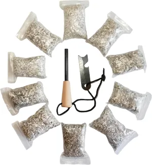 eGreen Fire Starter Complete Kit, 10/15/20 Magnesium Bags, 5/16" Ferro Rod, Multi-Tool Striker, Wax Jute Rope, Outdoor Survival Camping Bushcraft Bug Out Bag Set