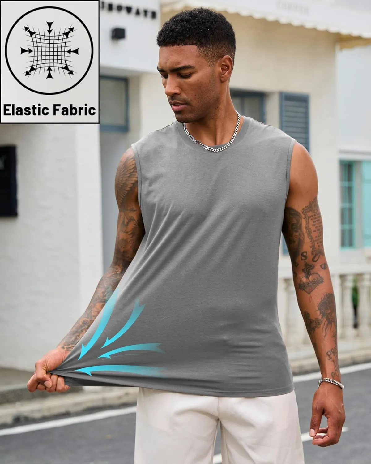 EKLENTSON Men's Tank Tops UPF 50  Sleeveless Shirt Lightweight Cooling Muscle Tee Sun Protection Quick Dry Workout Shirt