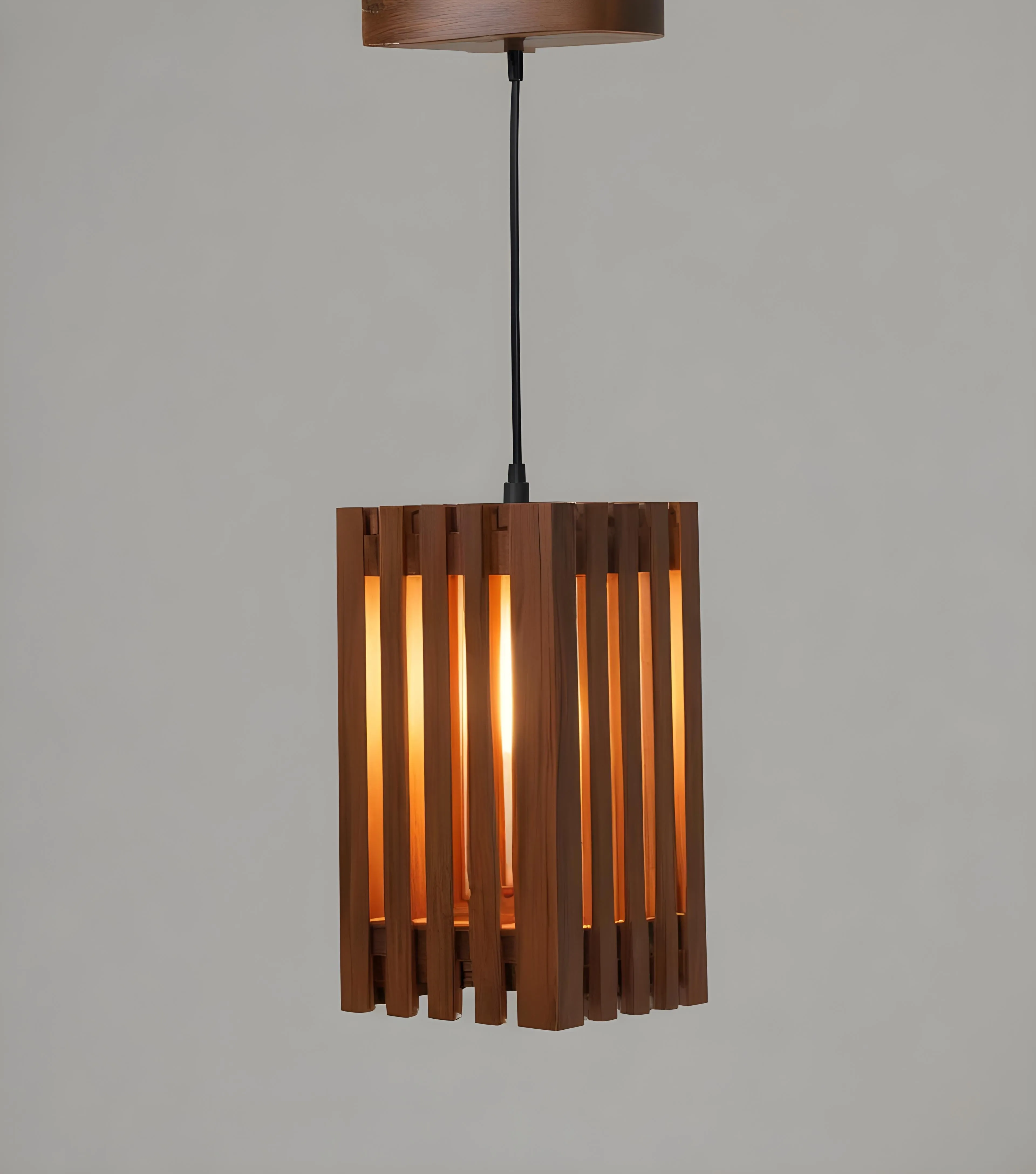 Elegant Brown Wooden Single Hanging Lamp (BULB NOT INCLUDED)