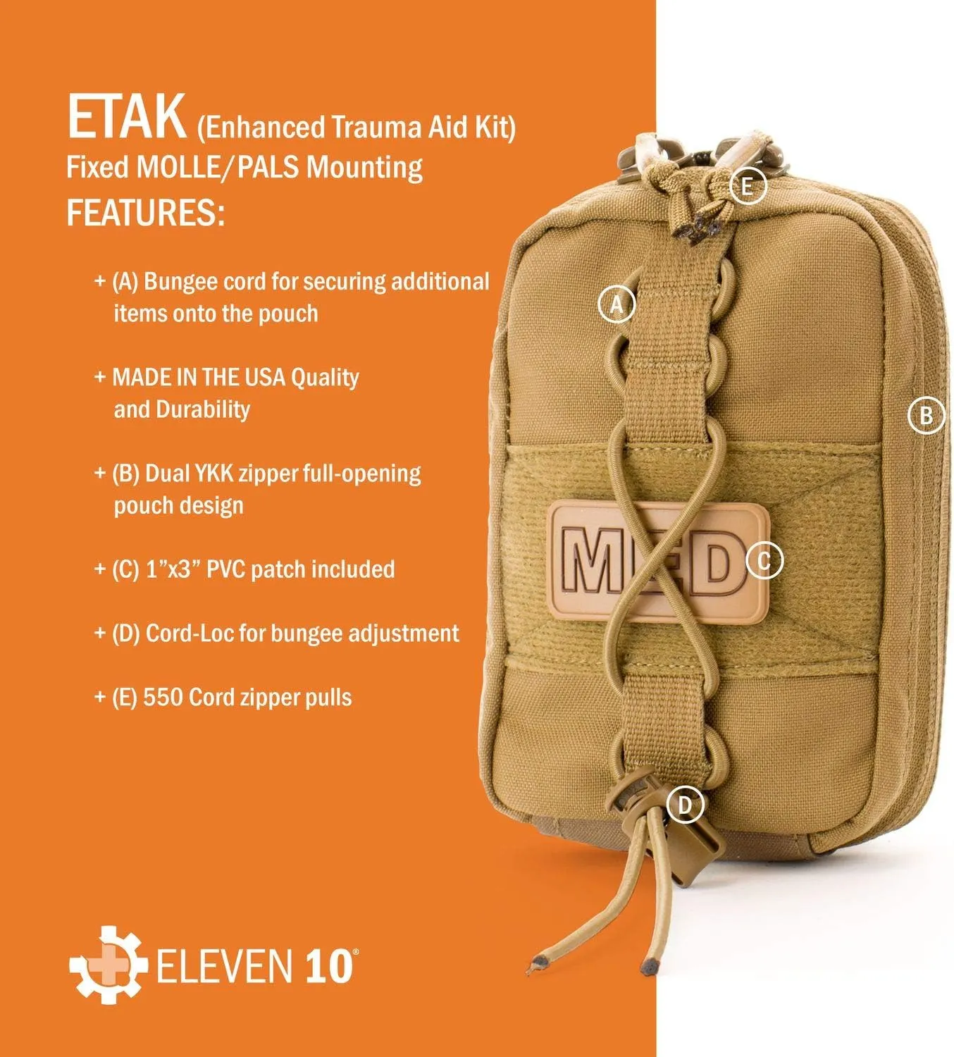 Eleven 10 ETAK (Enhanced Trauma Aid Kit) MOLLE Attachment, Multicam, Pouch Only