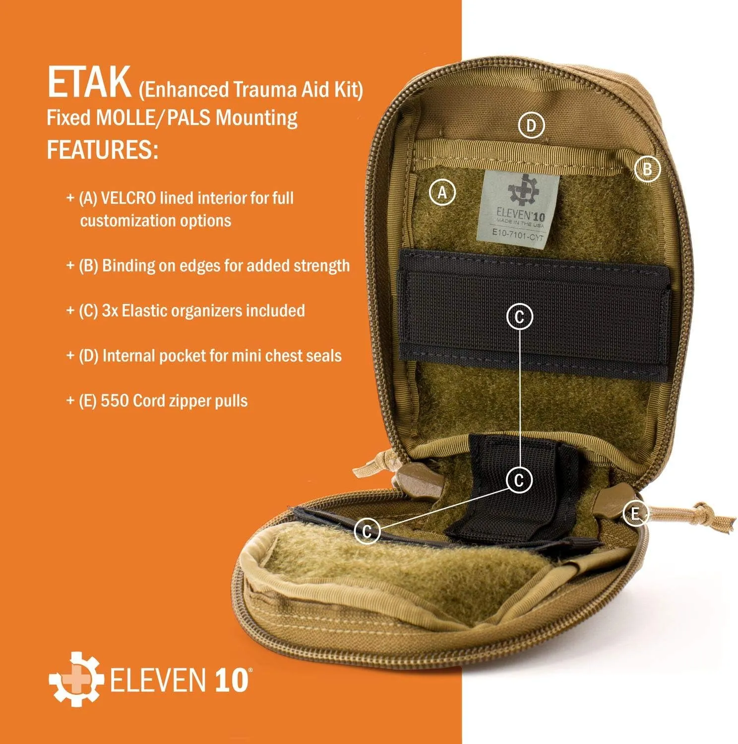 Eleven 10 ETAK (Enhanced Trauma Aid Kit) MOLLE Attachment, Multicam, Pouch Only