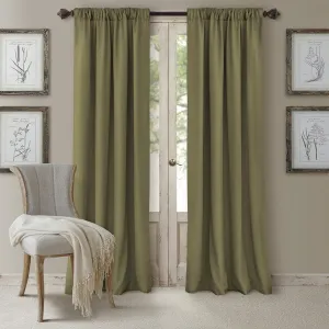 Elrene Home Fashions Cachet 3-in-1 Blackout Energy Efficient Lined Rod Pocket Window Curtain Drape Panel, 52" x 108", Glade
