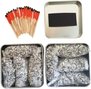 Emergency Fire Starter 8 Bags Magnesium Weatherproof Matches   2 Free Tin Boxes Camping Hiking Bushcraft Back Pack Survival