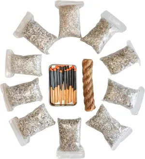 Emergency Fire Starter Waterproof Windproof Matches 10 Bags Magnesium Wax Rope for Camping Hiking Bushcraft Outdoor Survival Bug Out Bag Survival Tool (10 Bags Mg   20 Matches   Wax Rope)