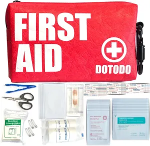 Emergency First Aid Kit Survival - Dotodo Car Medical Kit | Portable Emergency Kit for Trave, Home, Sports, Camping, Dorm, RV, Workplace (Red, 125 PCS)