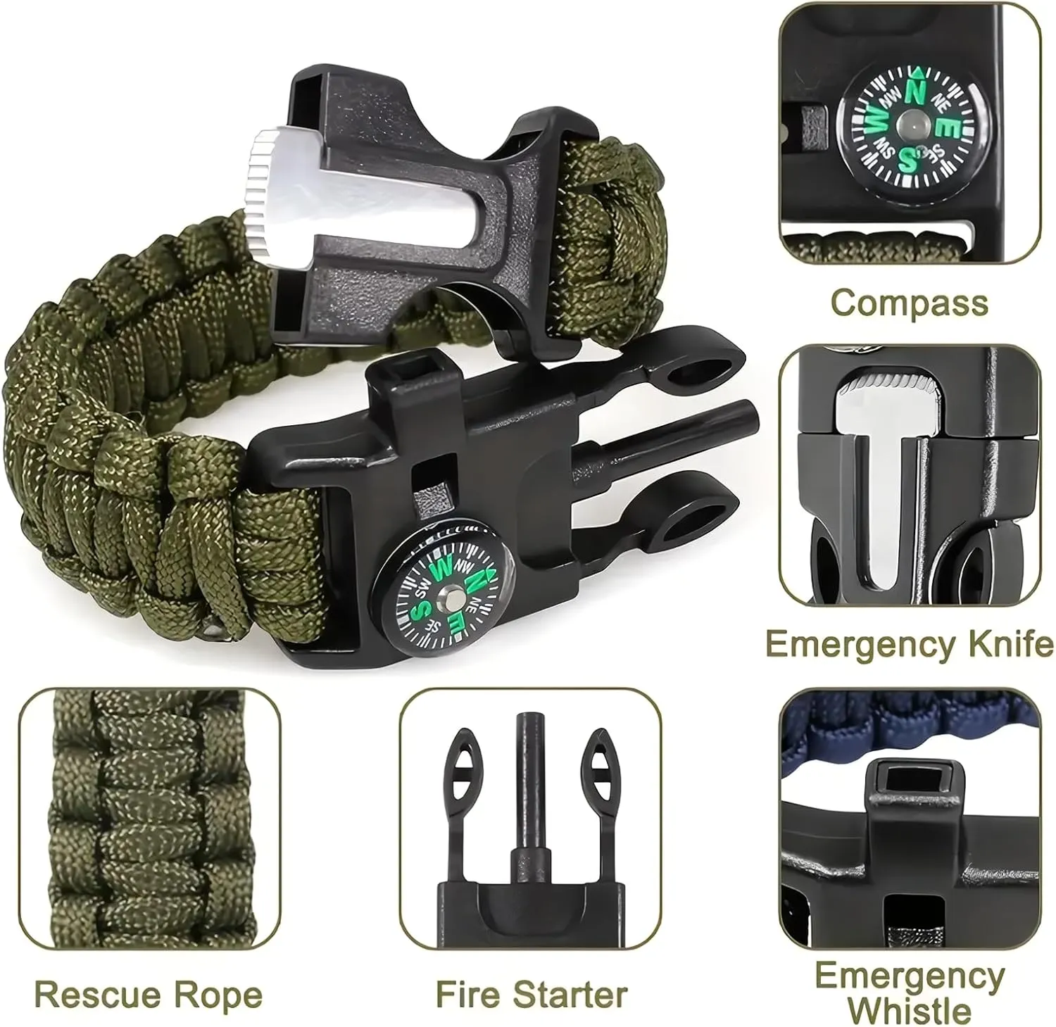 Emergency Magnesium Fire Starter 10 Bags Wax Rope Tent Paracord Bracelet for Camping Hiking Bushcraft Outdoor Survival Fishing Hunting