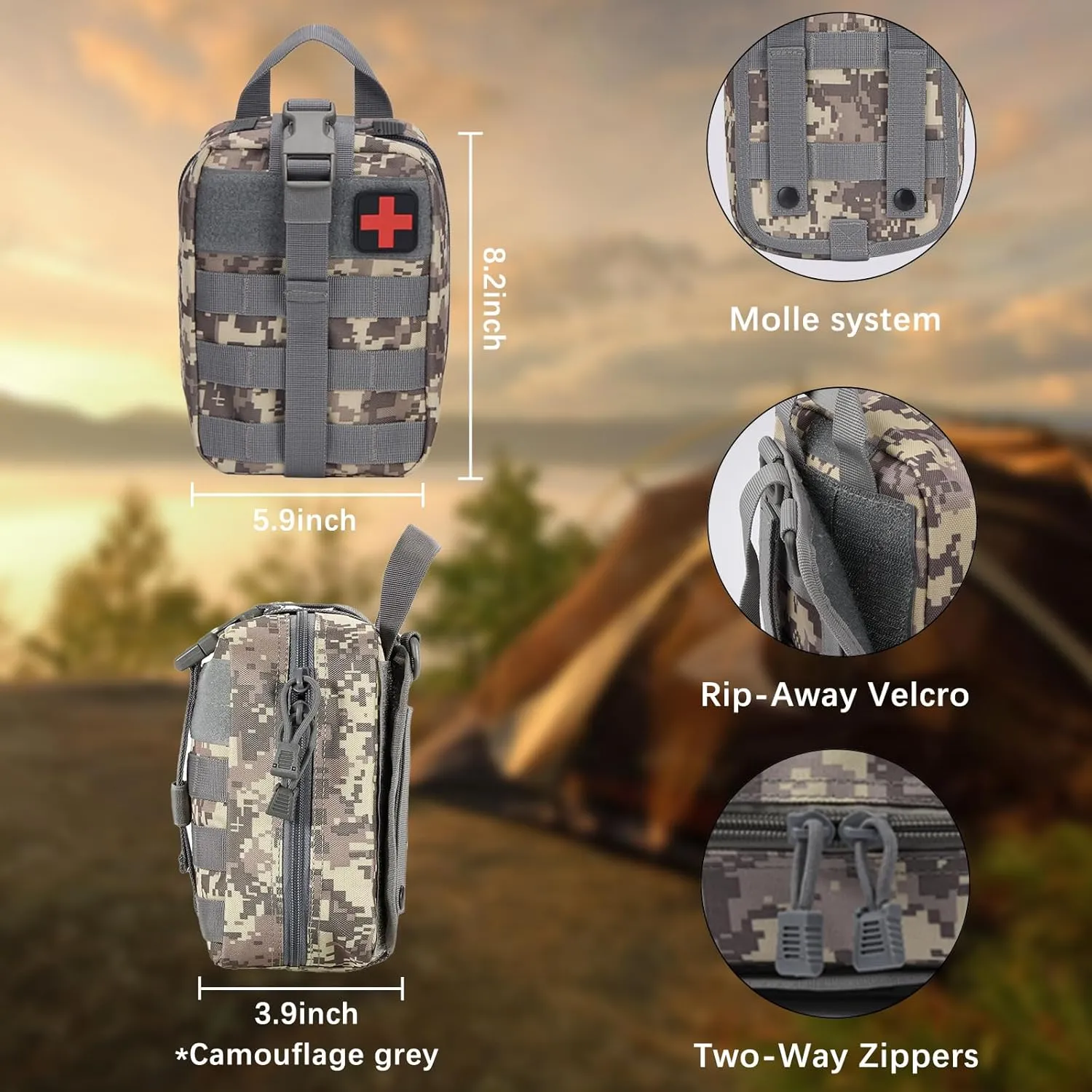 Emergency Survival Kit Trama First Kit,Ifak Trauma Kit Mini Travel Size,Tactical Medical Kit Military Med Supplies with Molle Pouch for Travel Car Camping Hiking