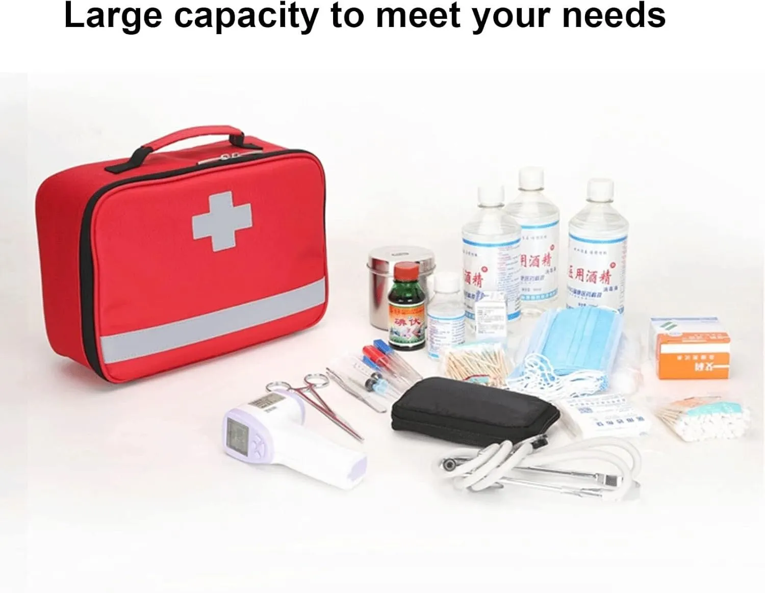 Emergency Trauma Bag, Compact & Lightweight Nylon First Aid Kit, Empty First Responder Medicine Bag for Nursing Supplies(Wood)