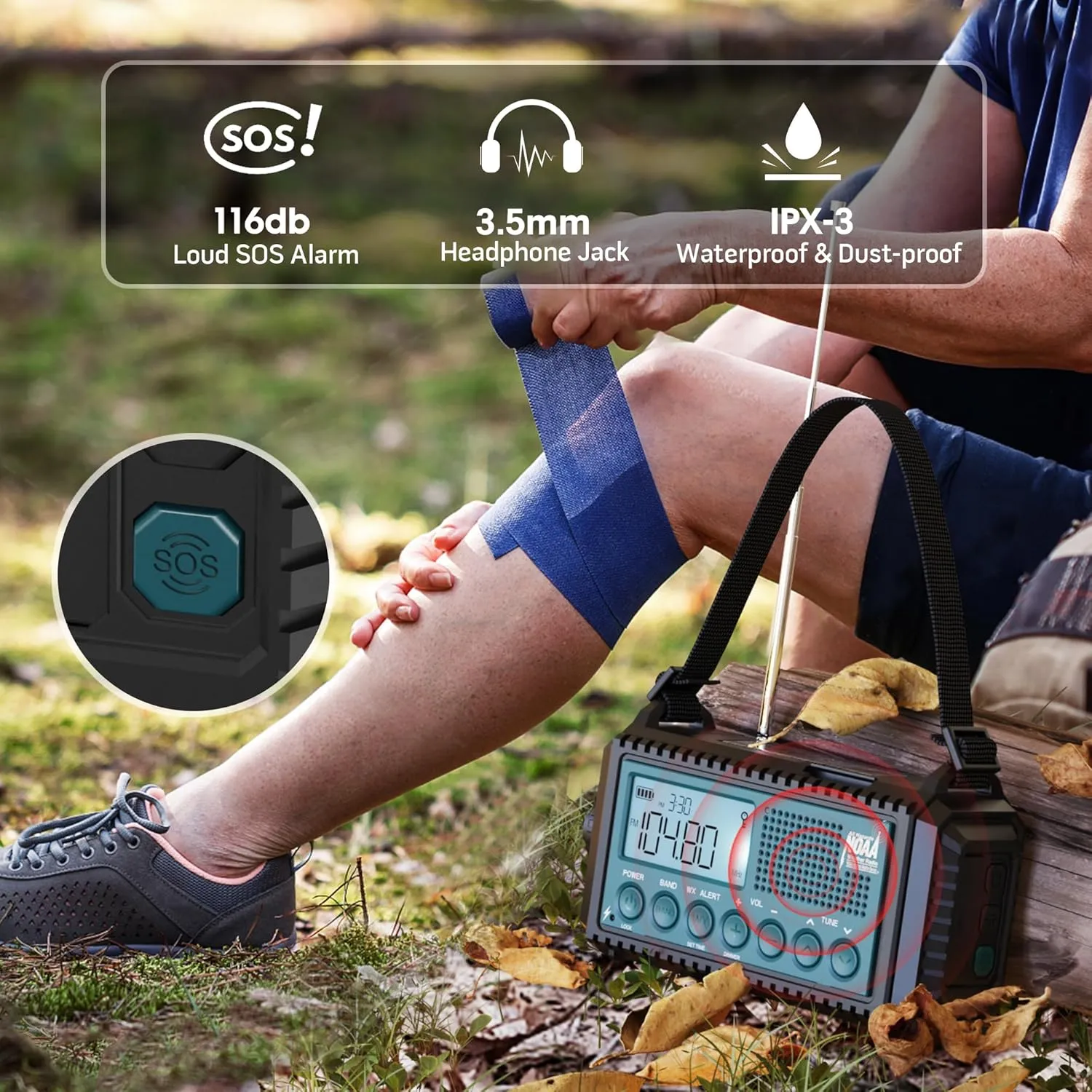 Emergency Weather Radio with AM/FM/NOAA/SW, 5 Ways Powered Solar Hand Crank Alert Radio with LCD Display&SOS, 5000 Portable Radio with Cellphone Charger, Flashlight, Reading Lamp, Headphone Jack