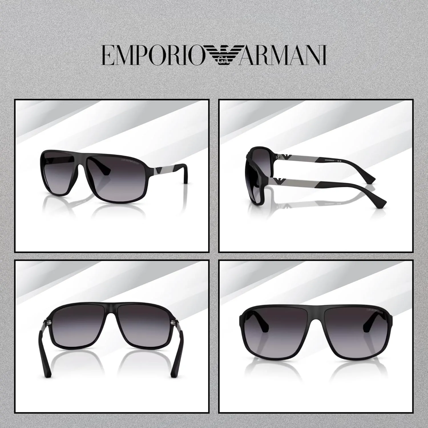 Emporio Armani EA4029 Square Sunglasses For Men   BUNDLE with Designer iWear Eyewear Care Kit