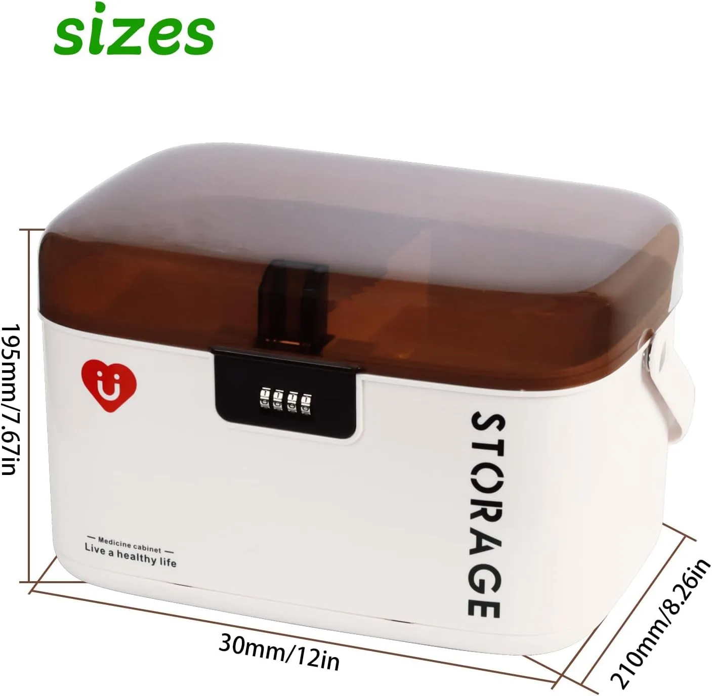 Empty Medicine Lock Box with 4-Digit Combination Lock, Secure Medical Organizer, Plastic Lockable Box for Home, Travel & First Aid Storage (Small)