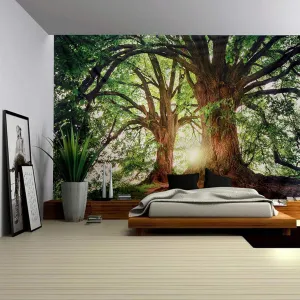 ENJOHOS Dark Green Landscape Nature Tapestry Home Decor Extra Large Wall Hanging Tree Tapestry Enchanted Forest Backdrop for Bedroom Living Room Indoor Outdoor Decoration (90''L x 71''W)