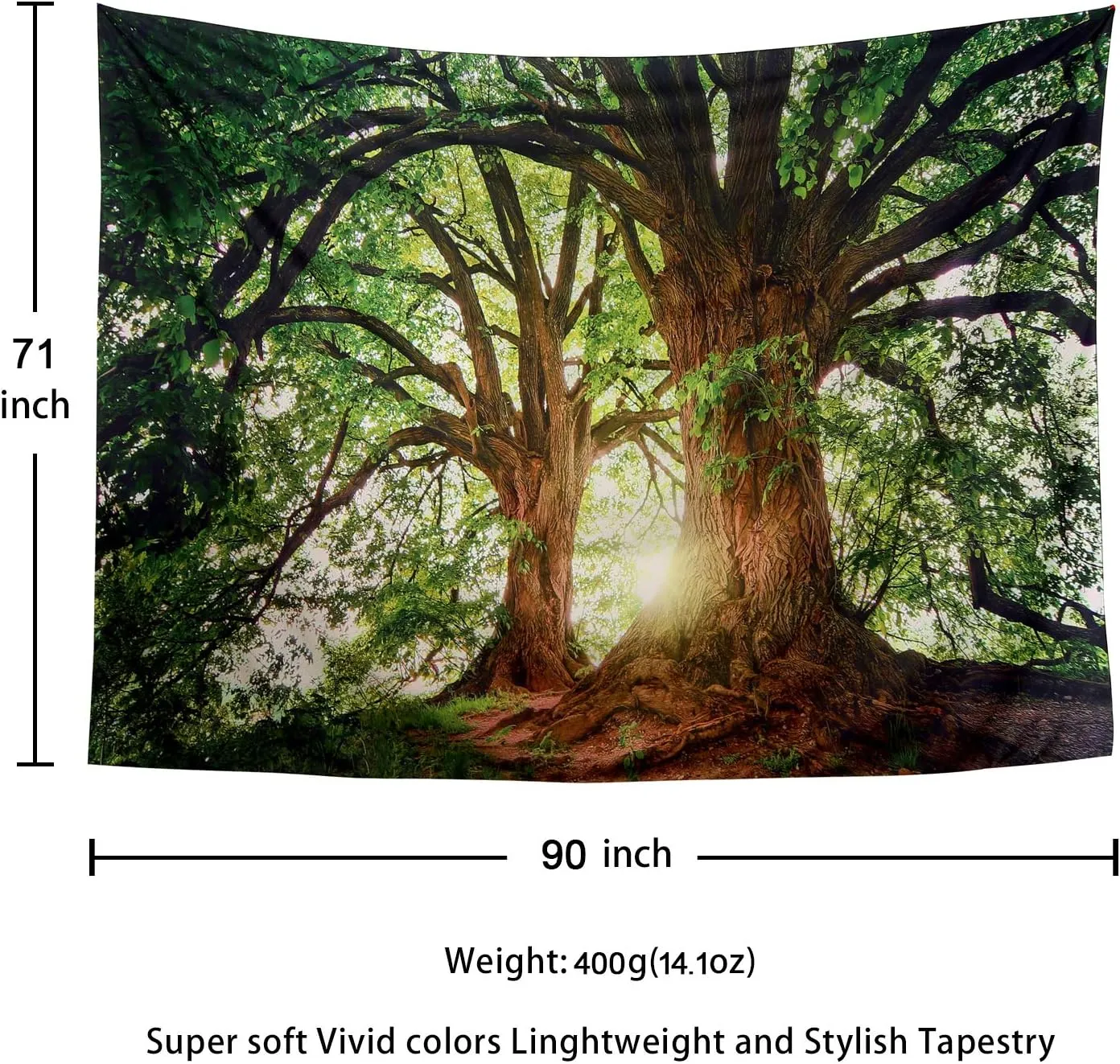 ENJOHOS Dark Green Landscape Nature Tapestry Home Decor Extra Large Wall Hanging Tree Tapestry Enchanted Forest Backdrop for Bedroom Living Room Indoor Outdoor Decoration (90''L x 71''W)