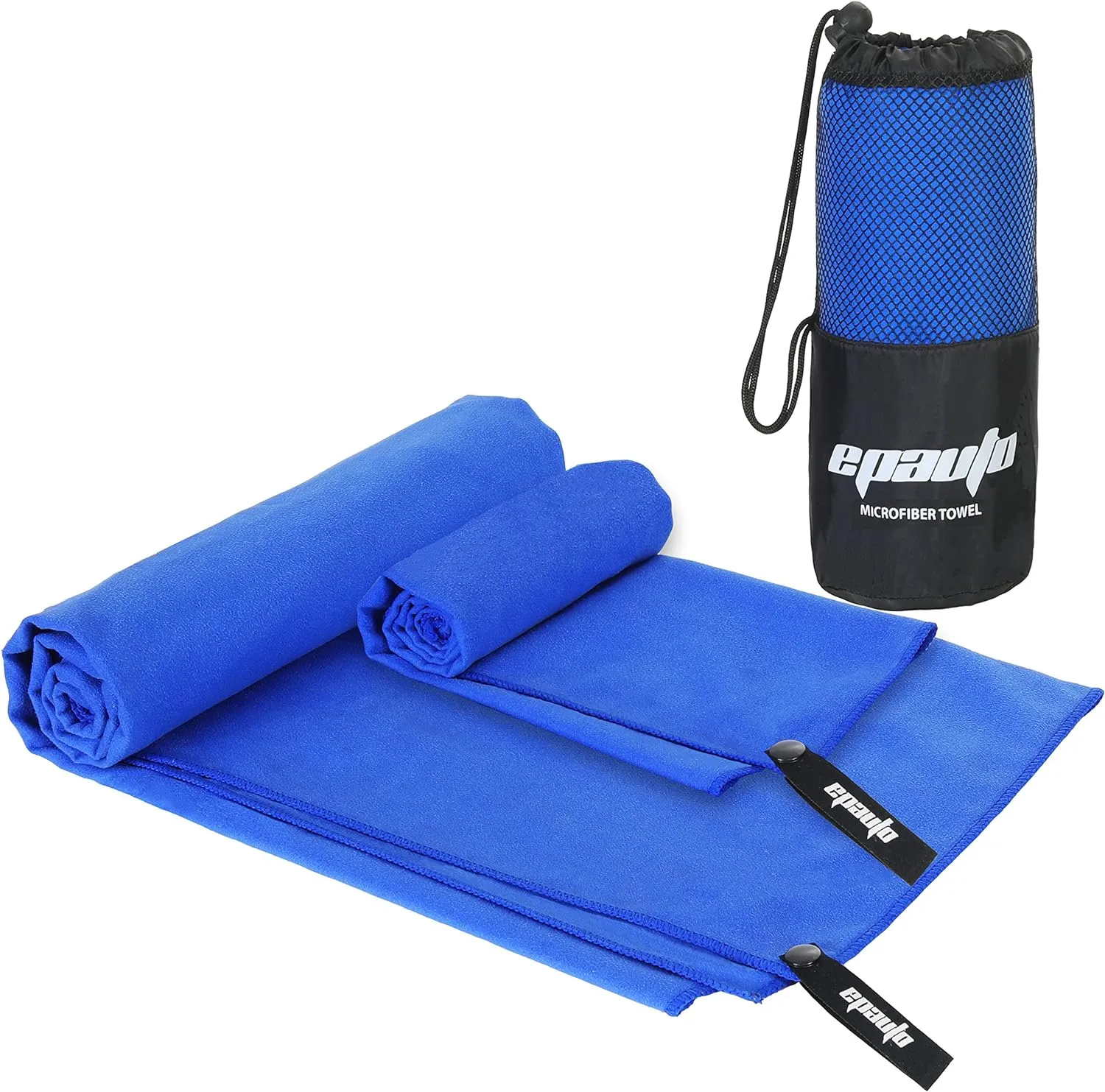 EPAuto Microfiber 2-Pack Fast Drying Towels (60" x30'') with Face/Hand Towel (24" X15'') for Travel, Beach, Backpacking, Camping and Gym