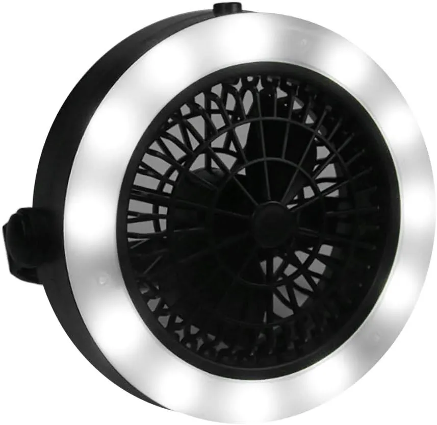 Equipment Lamp Light Camping LED with Portable Tent Hiking Outdoor Gear Hook Fan Camping Light Winter Camping Accessories for Women (Black, One Size)