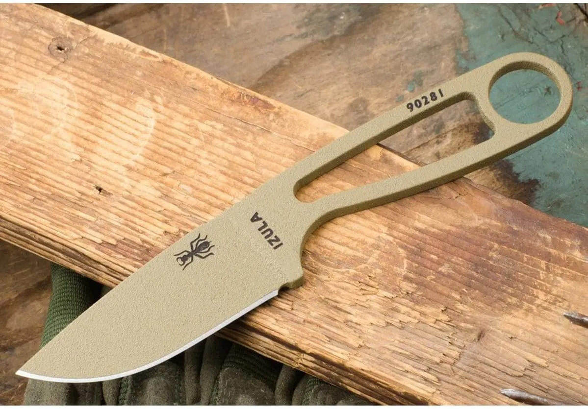 ESEE Knives Izula Fixed Blade Knife w/Survival Kit, Sheath & Clip Plate (Dark Earth)