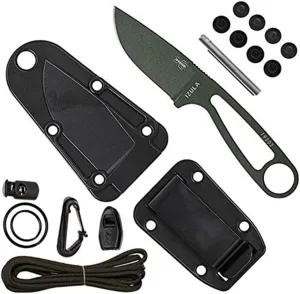 ESEE Knives Izula Fixed Blade Knife w/Survival Kit, Sheath & Clip Plate (Olive Drab)