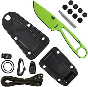 ESEE Knives Izula Fixed Blade Knife w/Survival Kit, Sheath & Clip Plate (Venom Green)