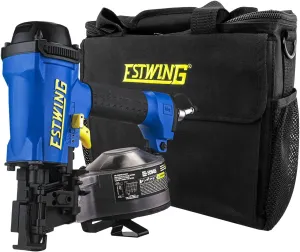 Estwing ECN45 Pneumatic 15 Degree 1-3/4" Coil Roofing Nailer with 1/4" NPT Industrial Swivel Fitting and Bag