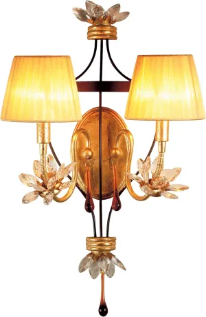 Eurofase 17500-012 Festina 2-Light Wall Sconce, Gold Leaf and Ebony