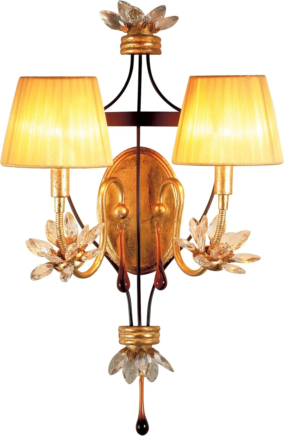 Eurofase 17500-012 Festina 2-Light Wall Sconce, Gold Leaf and Ebony