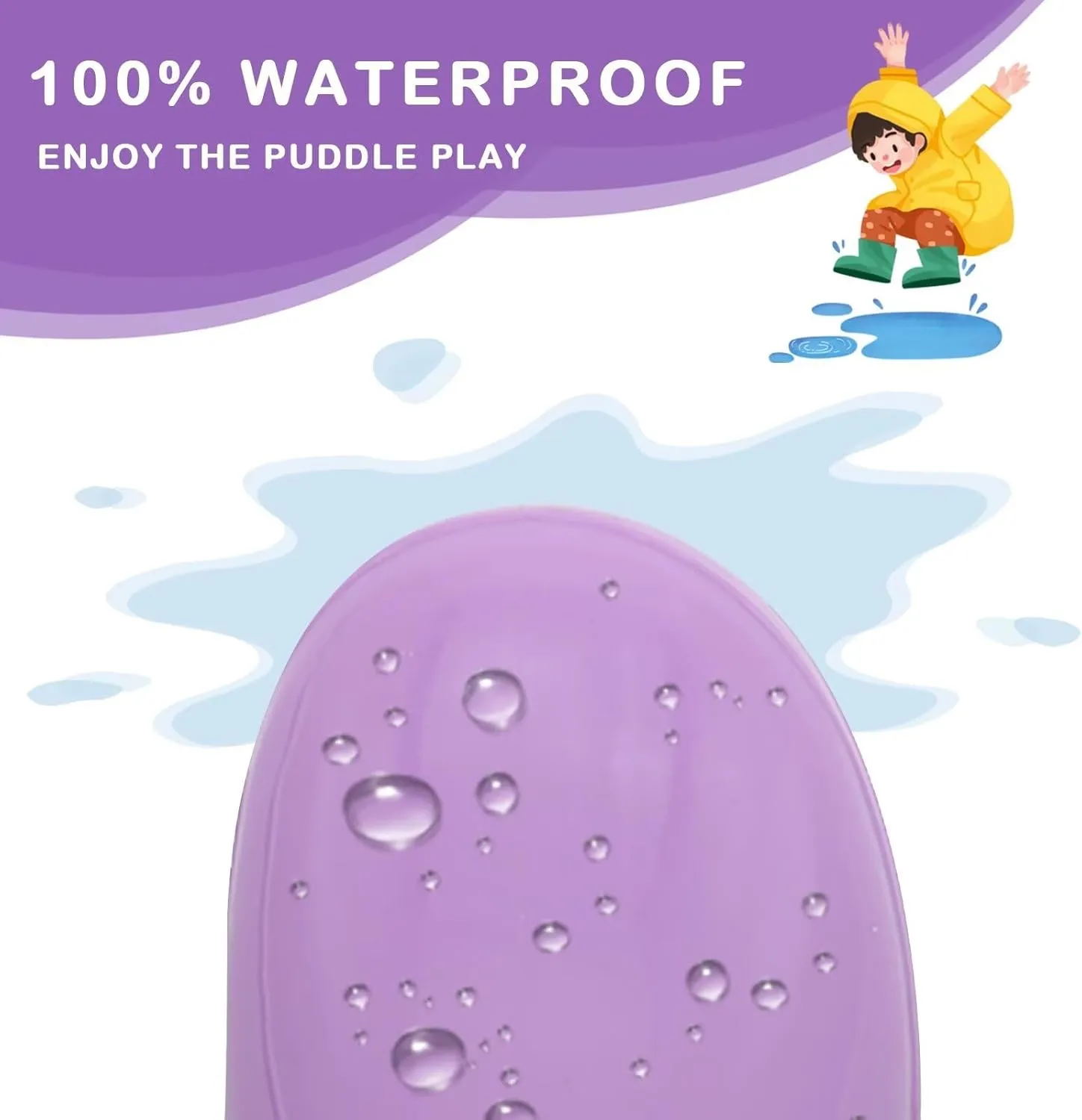 EUXTERPA Boys Girls Waterproof Rain Boots Kids Toddler Solid Color Boots with Easy On Handles