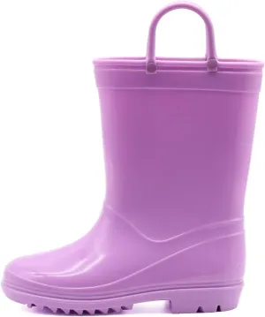 EUXTERPA Boys Girls Waterproof Rain Boots Kids Toddler Solid Color Boots with Easy On Handles